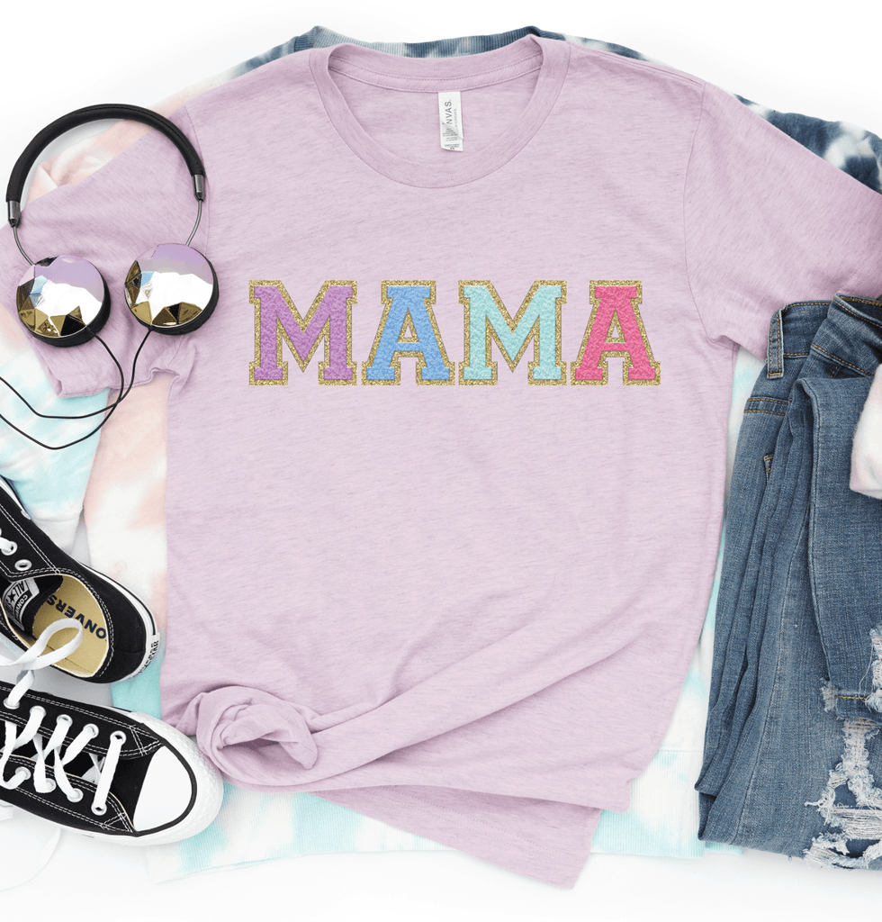 MAMA Patch Letter (Printed)-Graphic Tee-Rustic Barn Boutique