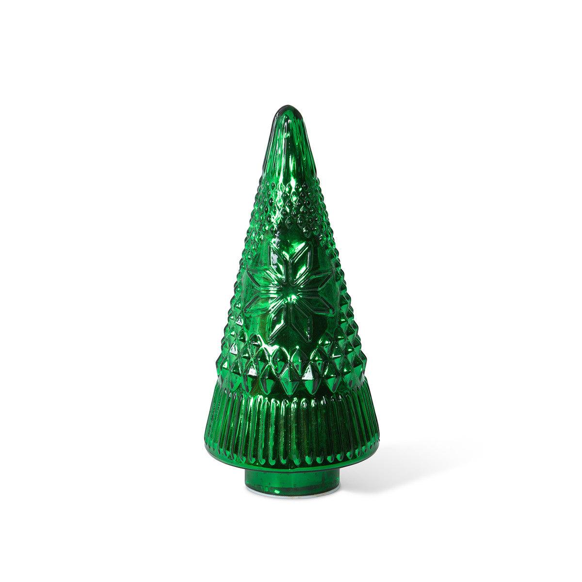 Festive Green Glass Lighted Christmas Tree, 12 in. - Signastyle Boutique