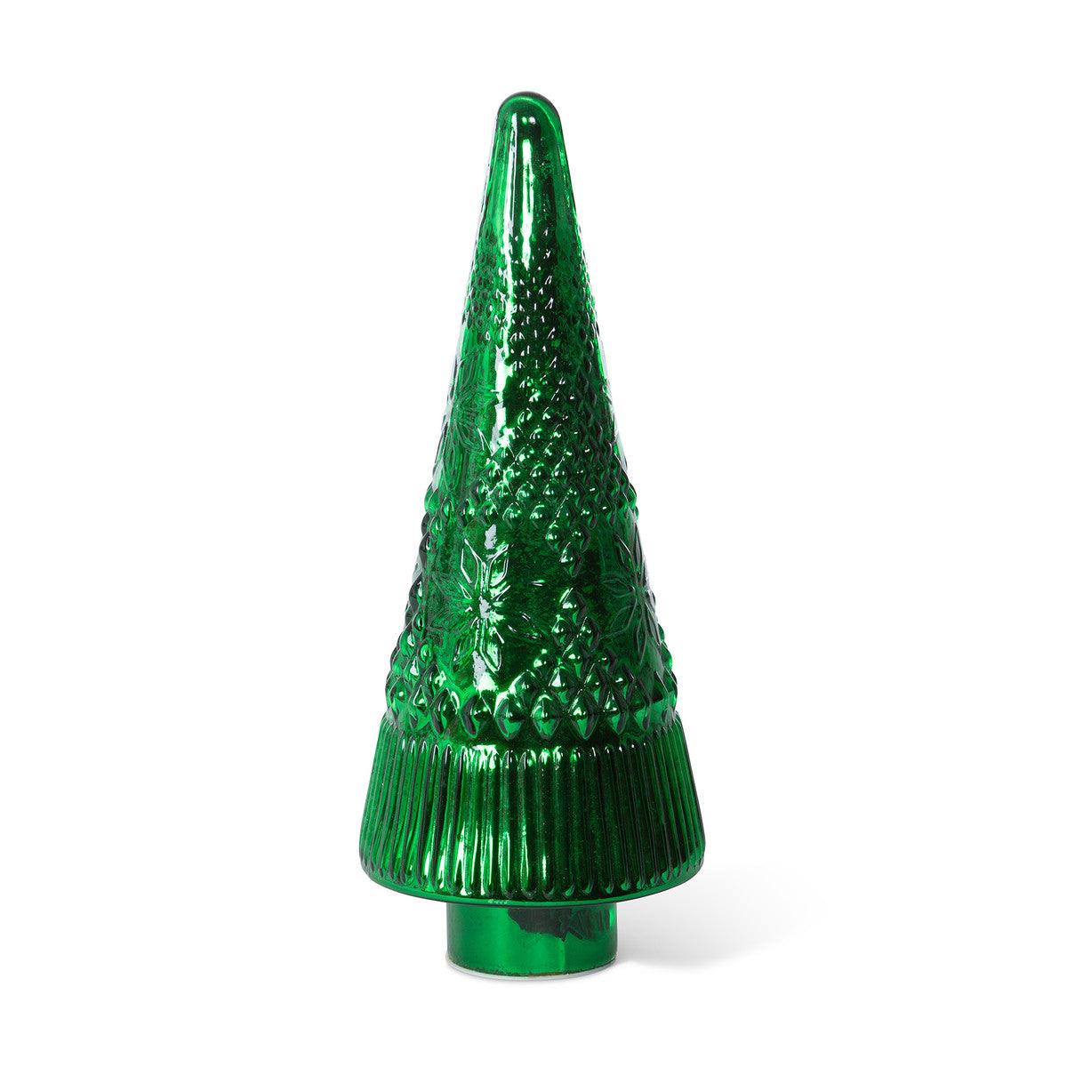 Festive Green Glass Lighted Christmas Tree, 18 in. - Signastyle Boutique