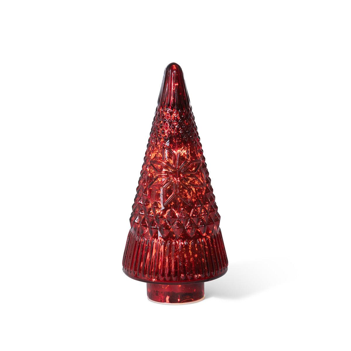Festive Red Glass Lighted Christmas Tree, 12 in. - Signastyle Boutique