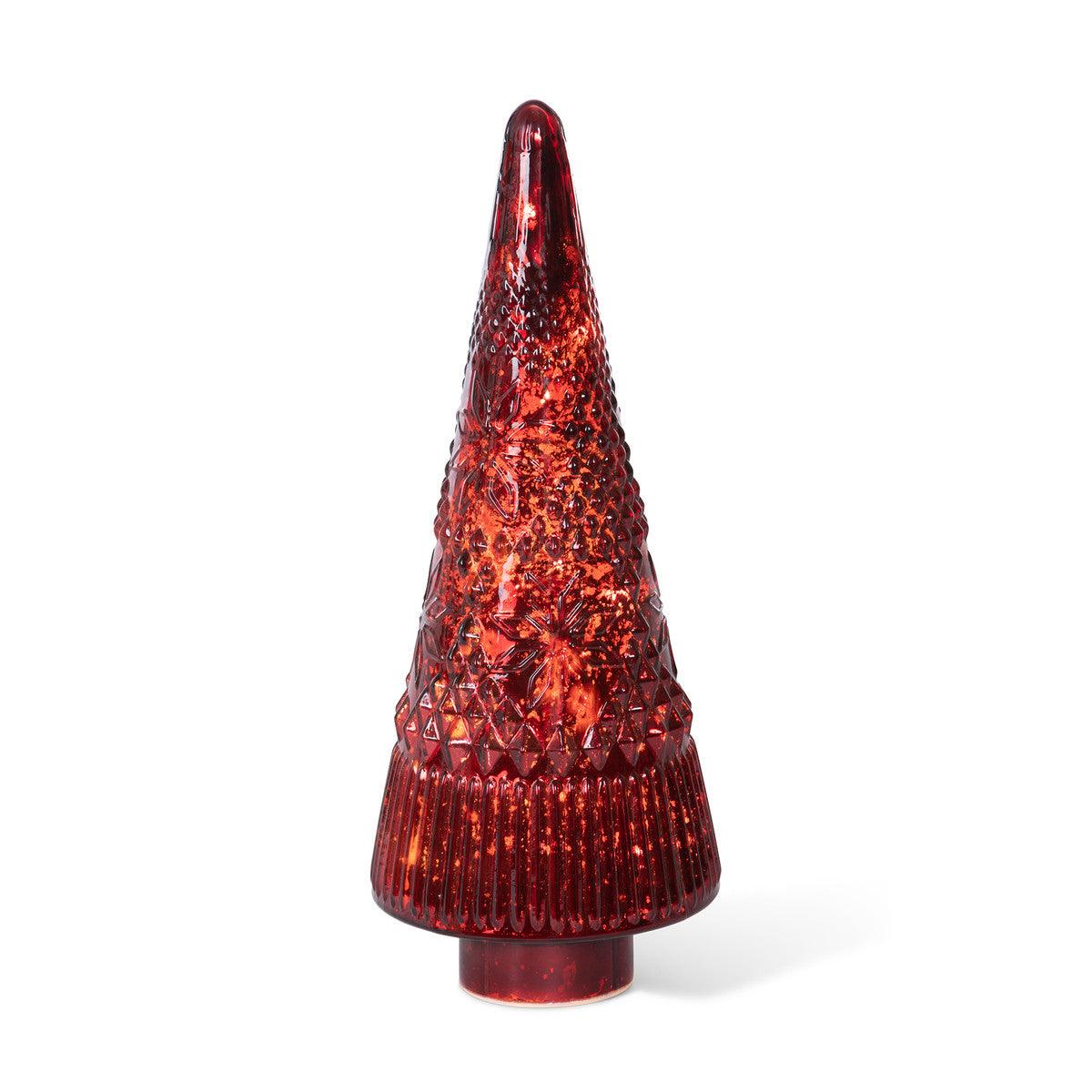 Festive Red Glass Lighted Christmas Tree, 18 in. - Signastyle Boutique