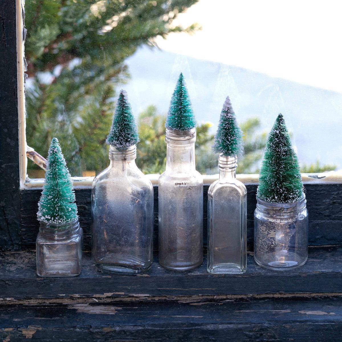 Vintage Mini Bottle Brush Tree Topped Bottles - Signastyle Boutique