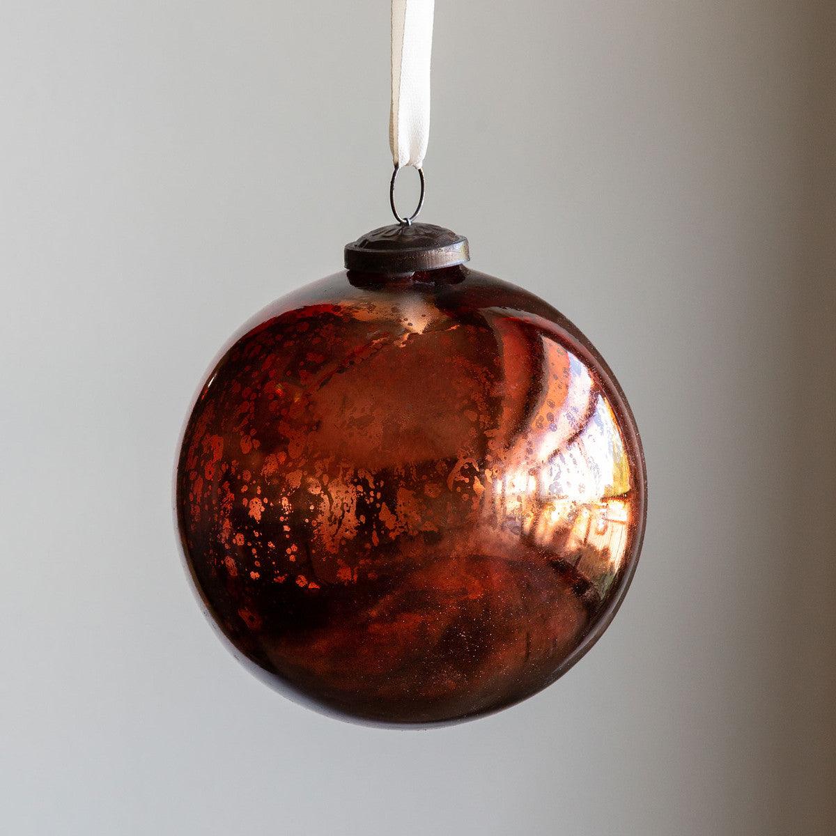 Antique Mercury Glass Ball Ornament, Plum, Large - Signastyle Boutique