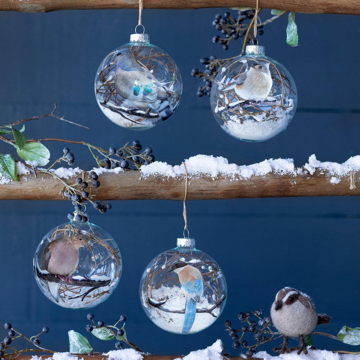 Painted Bird Glass Ornament, 4 Assorted Styles - Signastyle Boutique