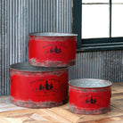 Antique Red Metal Tree Pots, Set of 3 - Signastyle Boutique