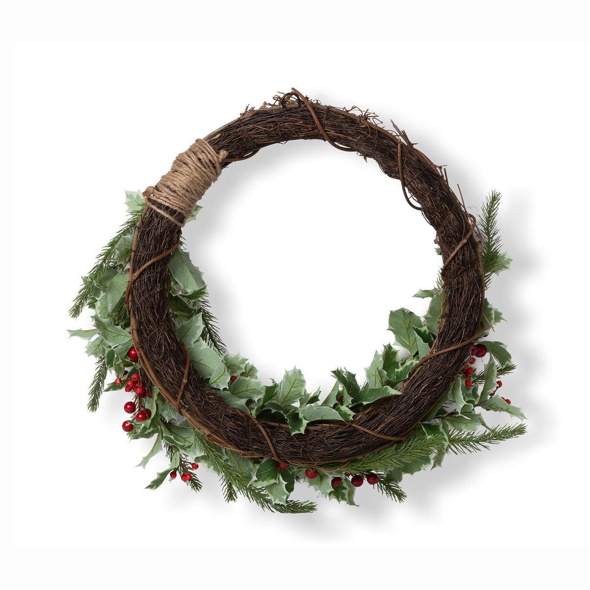 Christmas Cheer Holly and Pine Vine Wreath - Signastyle Boutique