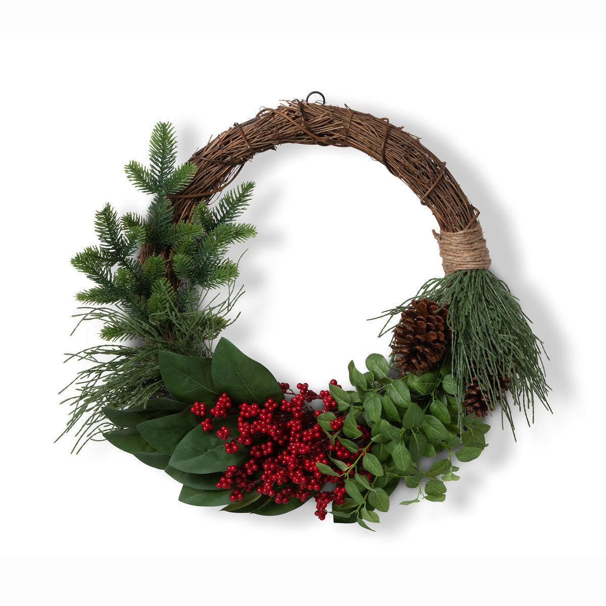 Winter Foliage and Berry Layered Vine Wreath - Signastyle Boutique