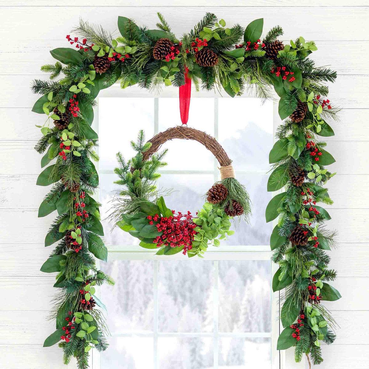 Winter Foliage and Berry Layered Vine Wreath - Signastyle Boutique