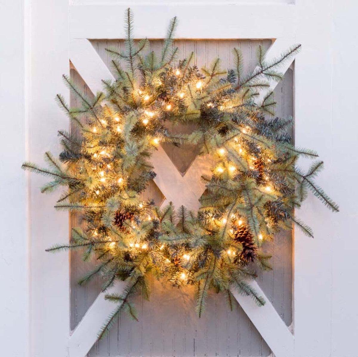 Blue Spruce Wreath with LED Lights, Extra-Large - Signastyle Boutique