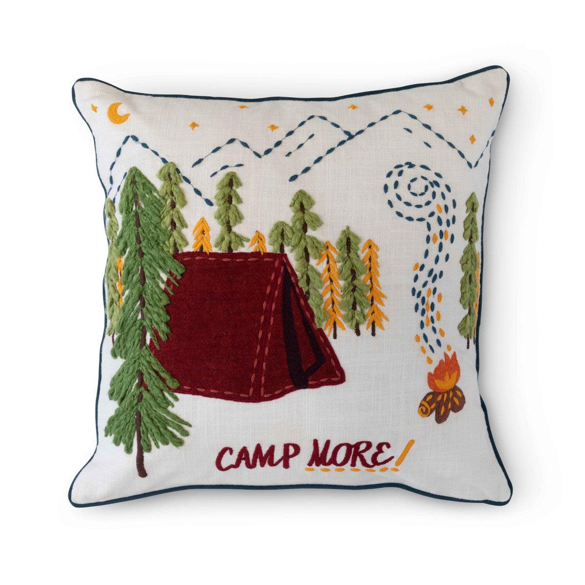 Campsite Appliqued Cotton Pillow - Signastyle Boutique