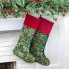 Chirstmas Wreath Velvet Stocking - Signastyle Boutique