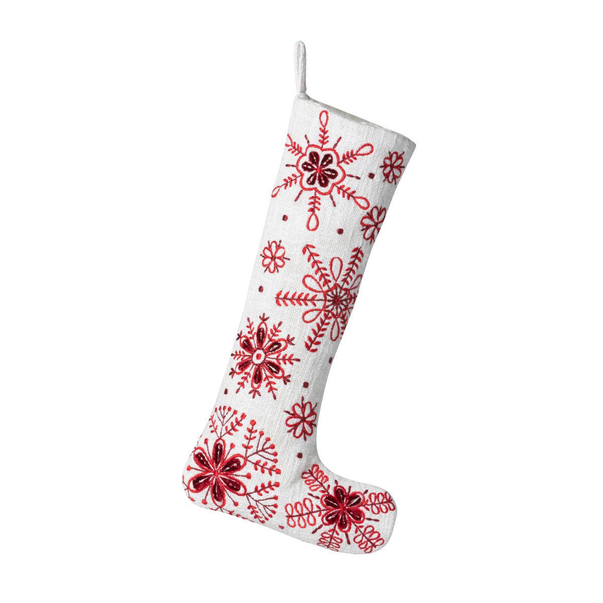 Snowflake Embroidered Stocking - Signastyle Boutique