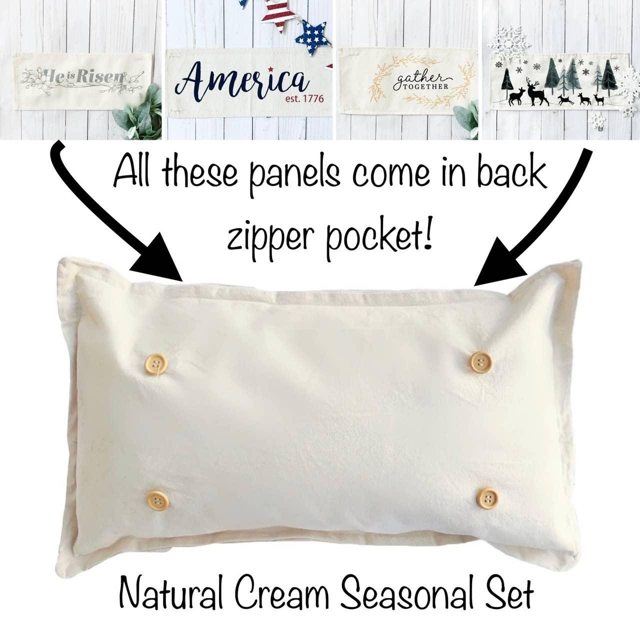 SEASONAL BUNDLE SET: Natural Cream Pillow + 5 Panels - Signastyle Boutique