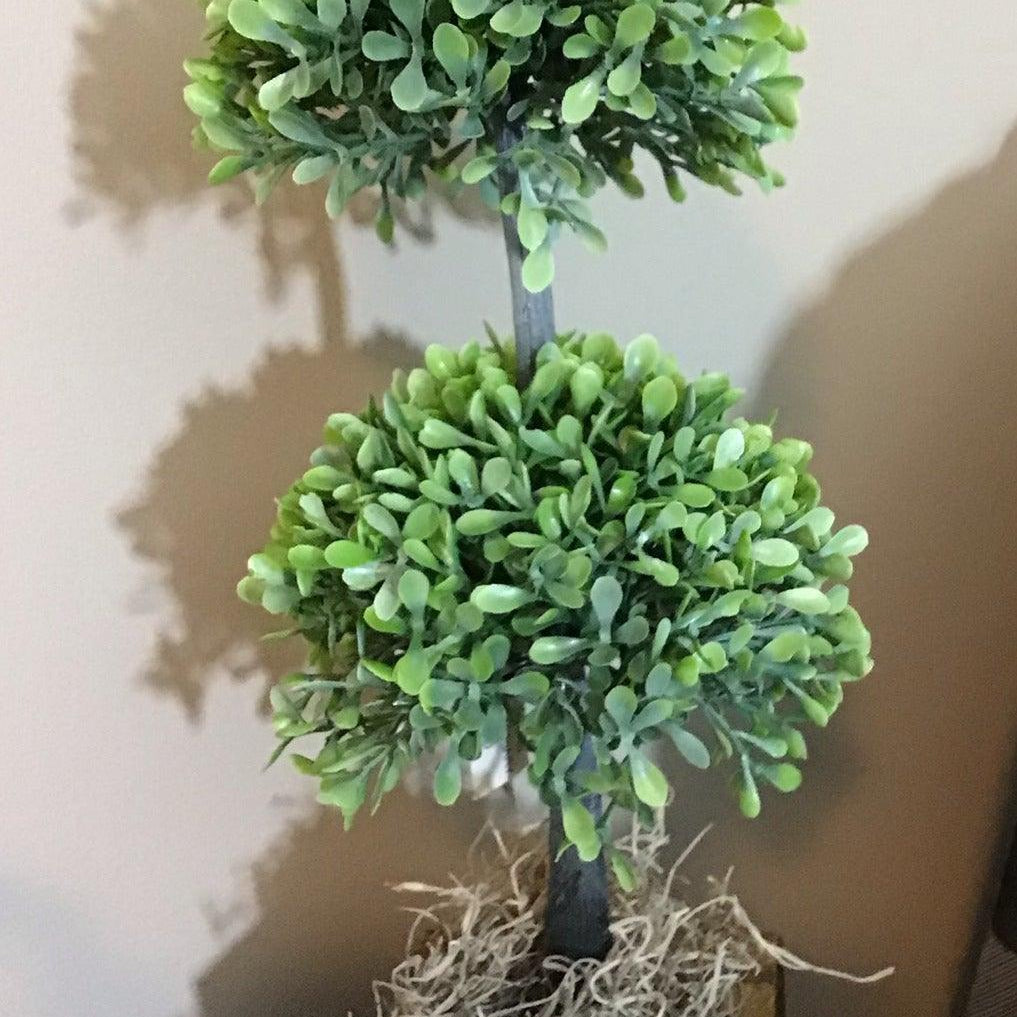 14" Double Ball Topiary (Plastic) - Frosted - Signastyle Boutique