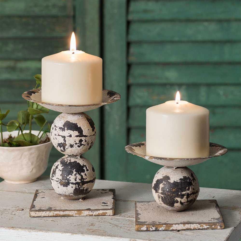 Set of Two Spheres Pillar Candle Holders - Signastyle Boutique