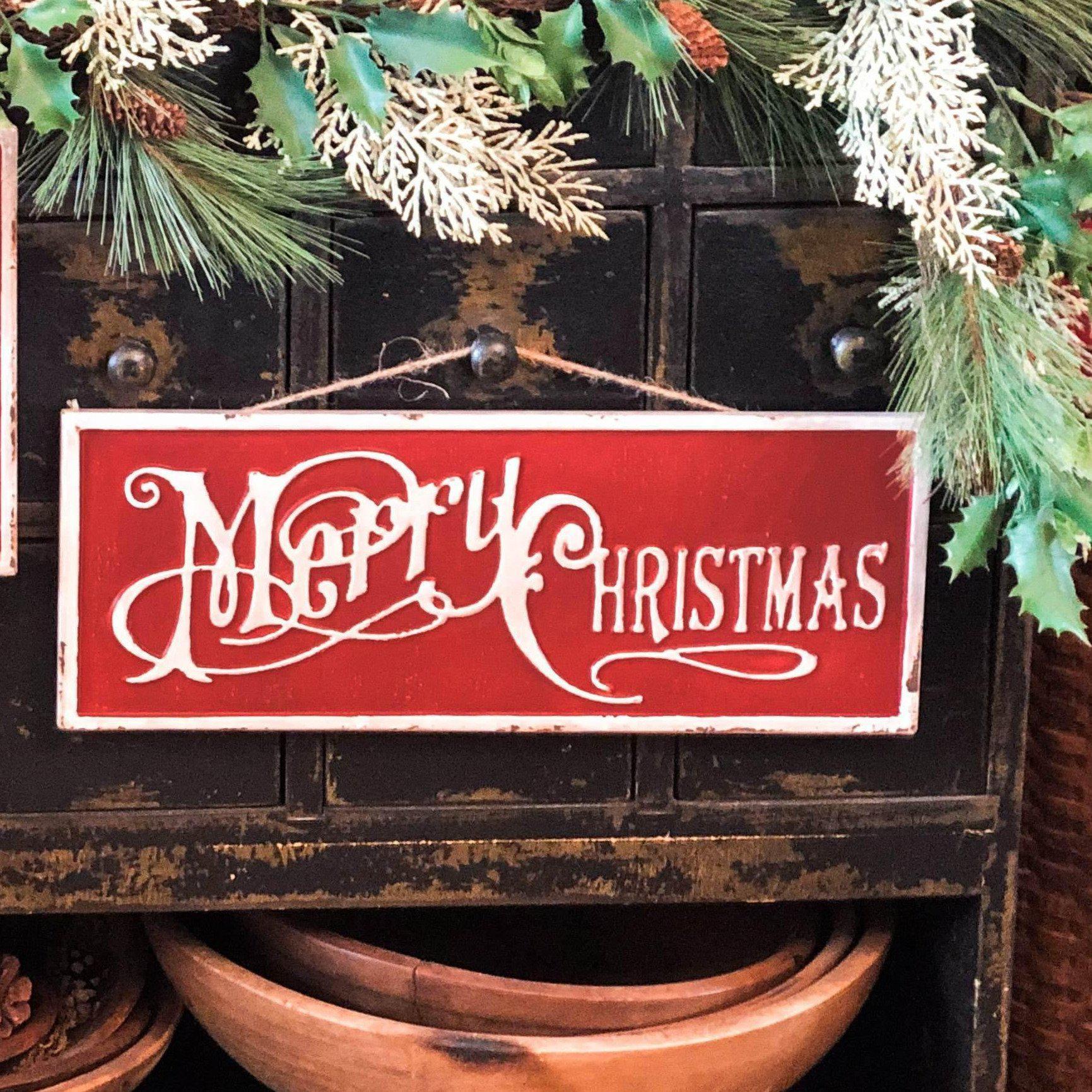 18" Red Merry Christmas Sign - Signastyle Boutique