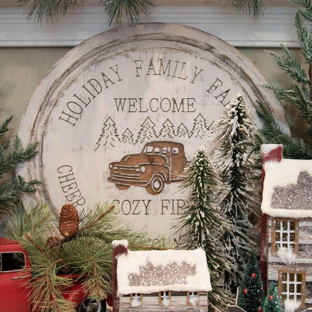 23.5" Round Holiday Family Farm Wood Sign-Holiday / Seasonal-Rustic Barn Boutique